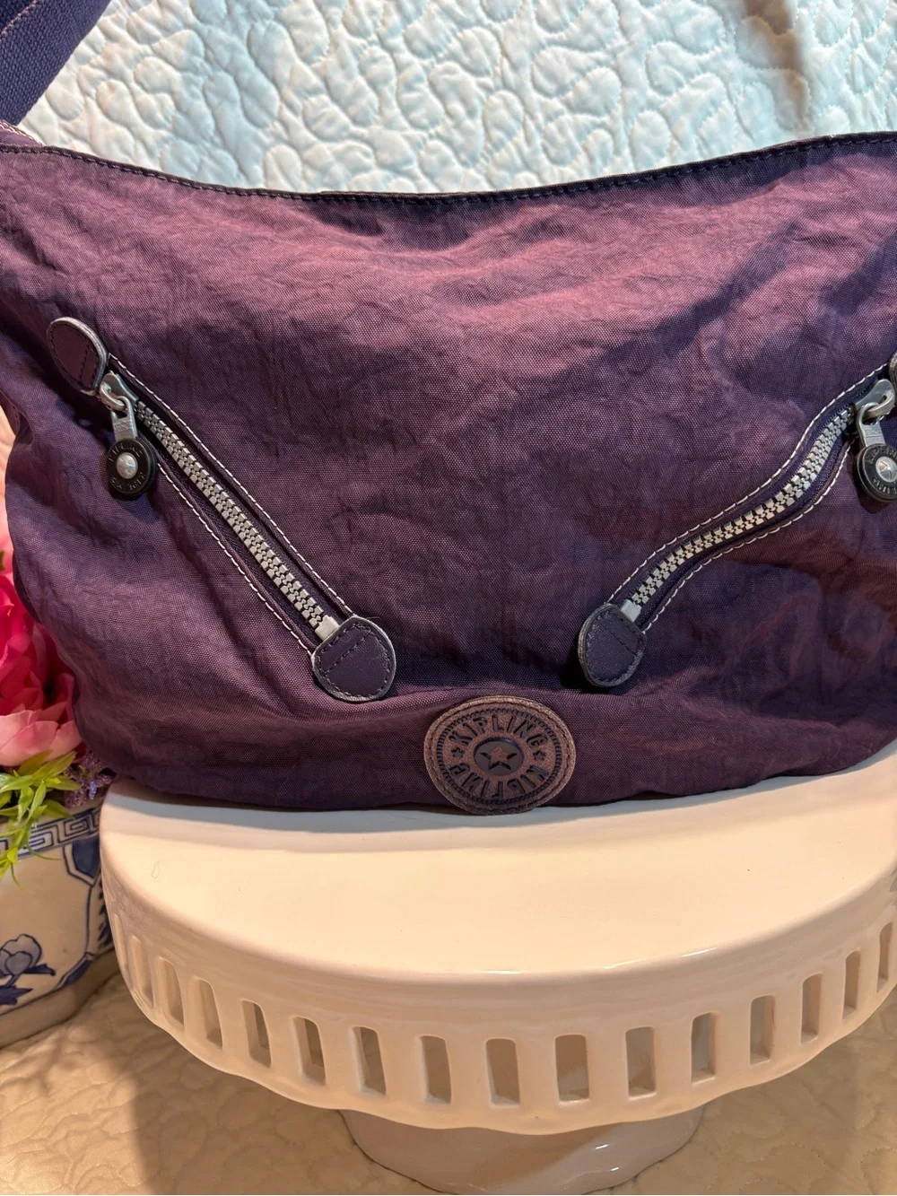 ✔️Kipling Purple Nylon Hobo Shoulder Bag
